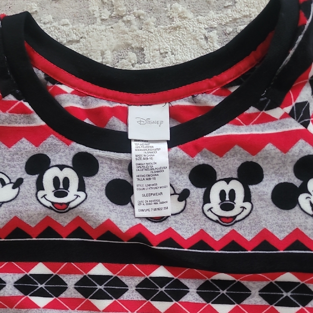 Disney Mickey Mouse Red and Black Pajama Set. Size M.